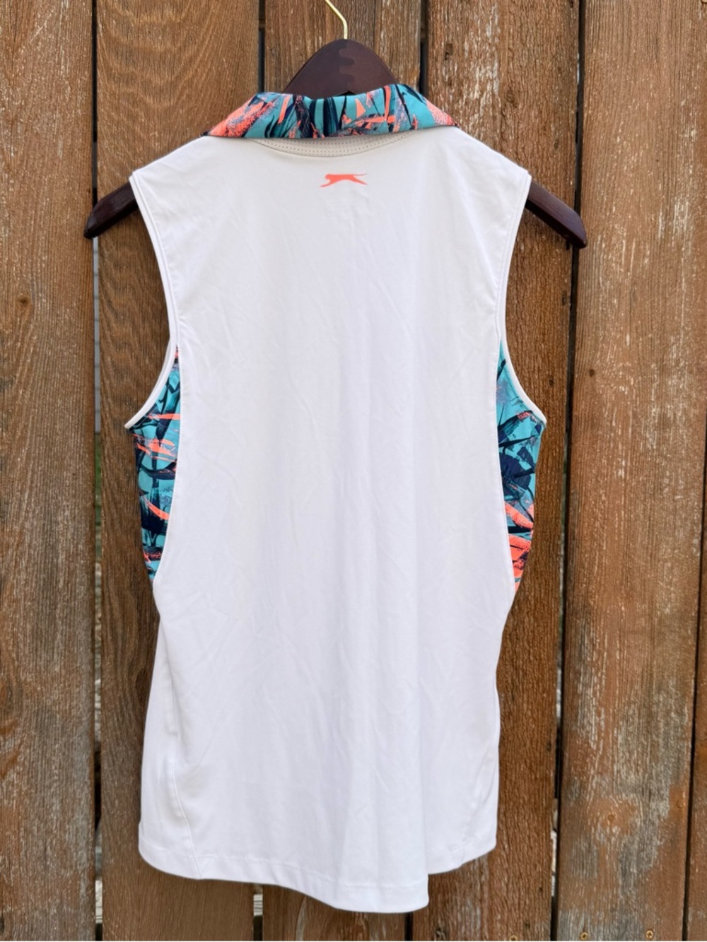 SLAZENGER Golf Women’s White Sleeveless Zip Polo Tropical Print Accents Small - Picture 7 of 11